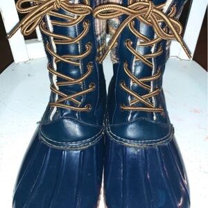 Rasolli Navy Lace-Up Women's Boots